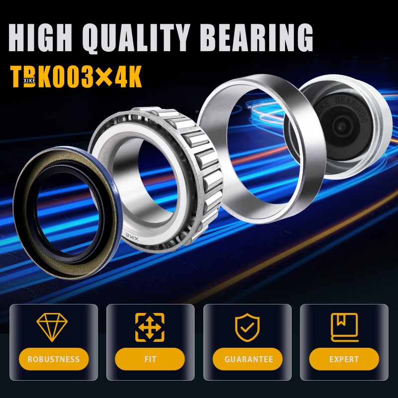 XiKe 4 Set Fits 1-1/16'' inch Axles Trailer Wheel Hub Kit, L44649 L44610 Bearings, 12192TB, 15192TB /34823, 10-60 Seal, OD 1.98'' Dust Cover and Cotter Pin. - Image 3